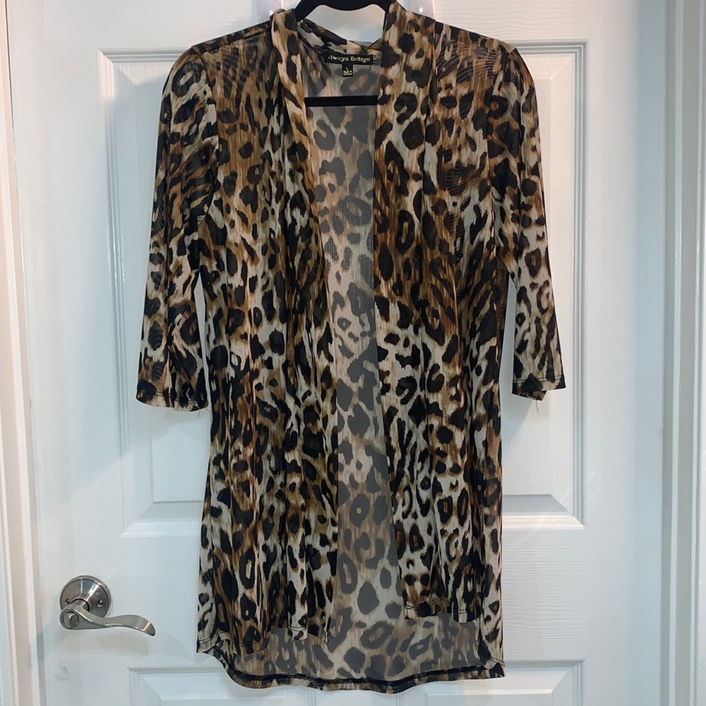 Always Indigo Sheer Cheetah Print Cover Up Size Large